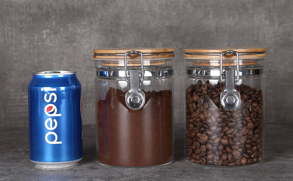 KKC 保存容器 ホウケイ酸ガラス 耐熱密閉容器 ガラス コーヒー豆保存瓶 800ML 2個セット