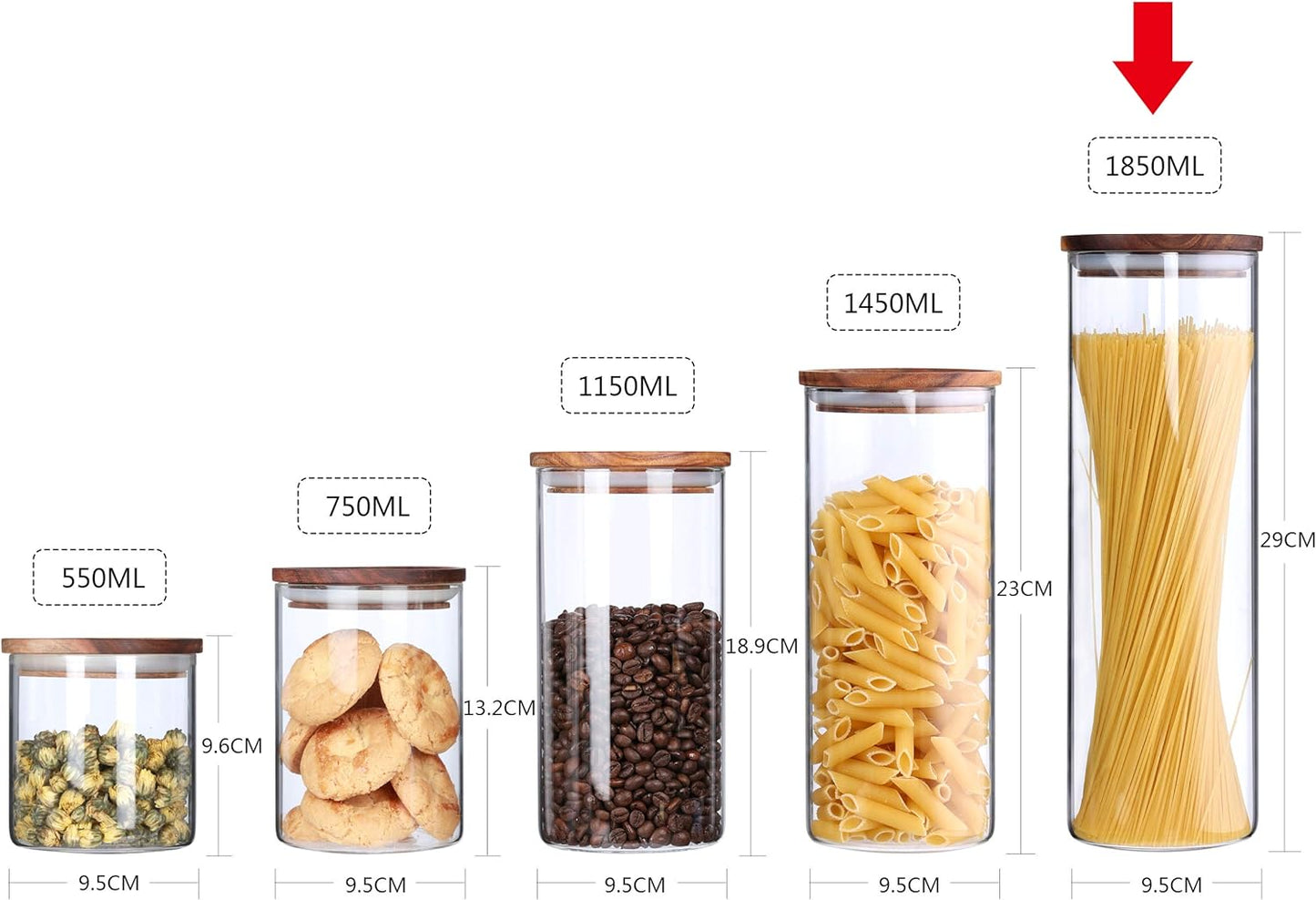 KKC パスターキャニスターパスタ保存容器 パスター入れ 保存瓶 パスタ 収納 保管 密閉 食品保存容器 キャニスターガラス 密封びん2000ML