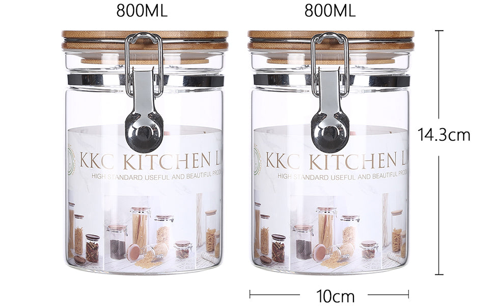 KKC 保存容器 ホウケイ酸ガラス 耐熱密閉容器 ガラス コーヒー豆保存瓶 800ML 2個セット