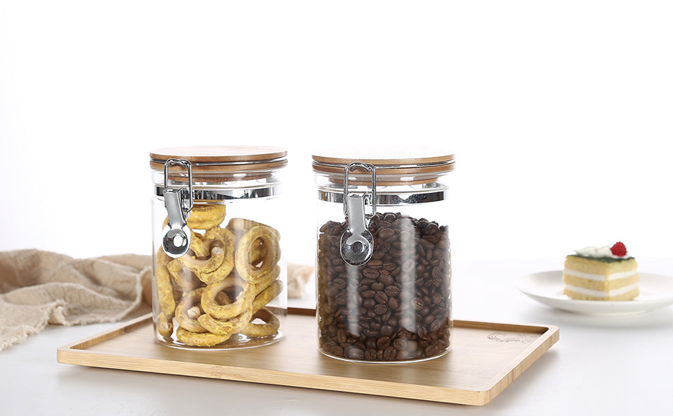 KKC 保存容器 ホウケイ酸ガラス 耐熱密閉容器 ガラス コーヒー豆保存瓶 800ML 2個セット