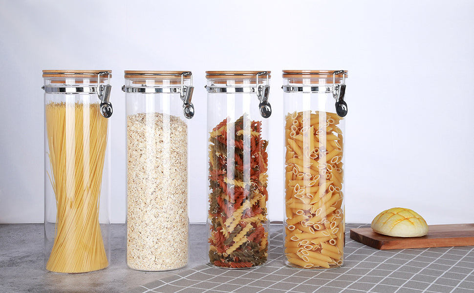 KKC パスタ―キャニスターホゾン容器ホウケイ酸 ガラス パスタ―保存容器 キャニスター 保存瓶2L×2個セット 2L 2個セット